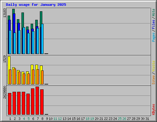 Daily usage for January 2025